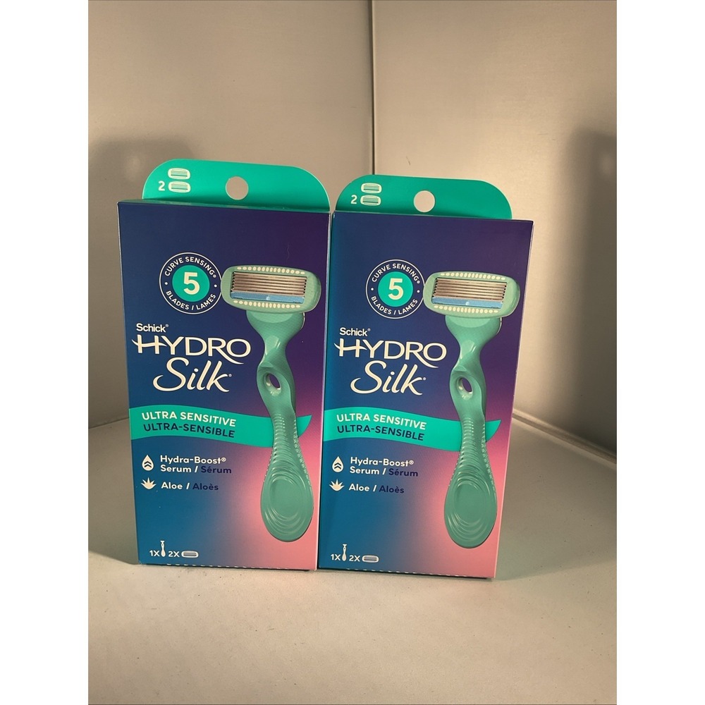 Schick Hydro Silk Ultra Sensitive 5-Blade Razor Women 1 Handle, 2 Refills Lot 2